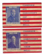 1908 Pr Matching No Discount on Bill Bryan Taft Presidential Campaign Postcards