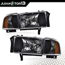 Headlight Lamps Chrome Smoke Lens Corner Fit For 94-02 Dodge Ram 1500 2500 3500 Headlight Lamps Chrome Smoke Lens Corner Fit For 94-02 Dodge Ram 1500 2500 3500