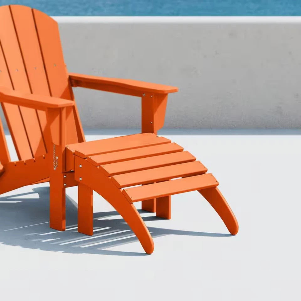 District Orange Plastic Outdoor Adirondack Chair Folding Ottoman - Image 2 of 4