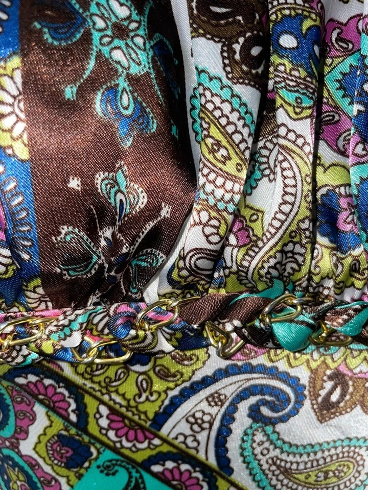 Iz Buyer Women's Vintage Y2K Babydoll Top size S Satin Paisley Stretch Bust - Image 4 of 4