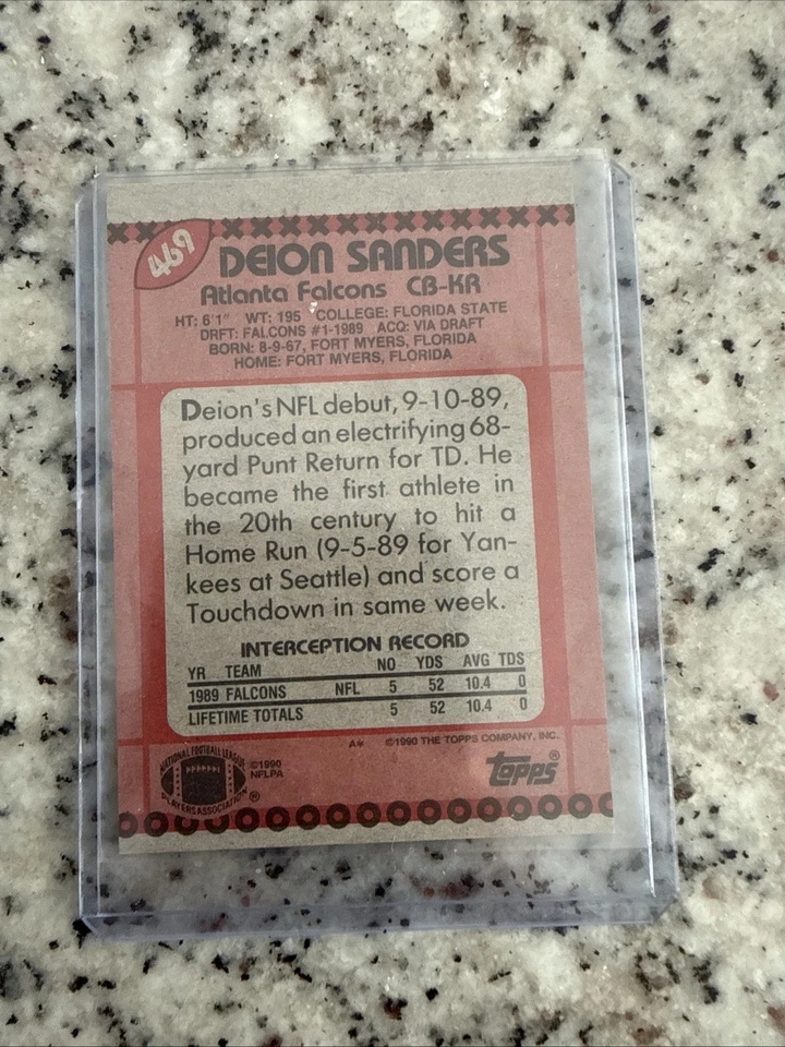 Deion Sanders 1990 Topps Super Rookie Card - Image 2 of 2