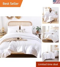 King Size Boho White Bedding Set - Soft, Lightweight  Easy Care Comforter 3pcs