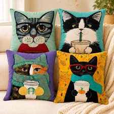 Cat Pillow Covers Whimsical Feline Designs Bohemian Cushion Covers Dopamine