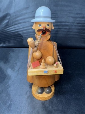 Vintage Kunert Erzgebirge Holzkunst German Wood Incense Smoker Toy Seller