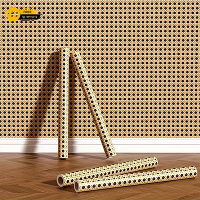 Rattan PVC Tapete Abziehen Stick Korb Wasserdicht Vinyl Wand Dekor Küche