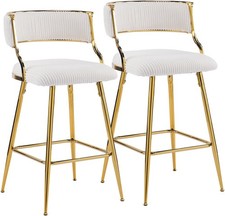 Velvet Counter Height Bar Stools Set of 2, 26" H Bar Chair for Kitchen Island