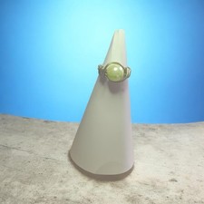 26101 Handmade Silver Wire Wrapped Lt Green Ring