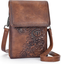 Small Crossbody Bags for Women Trendy Vegan Leather Cell Phone Bag Embossed Flow