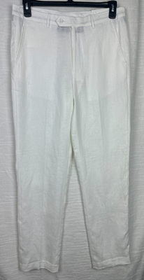 Nautica Mens Modern Fit Dress Pants 36 / 32 White Solid Linen
