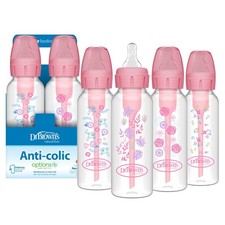 Dr. Brown's Options Narrow 8 oz Baby Bottle 4 Pack Pink Floral Level 1
