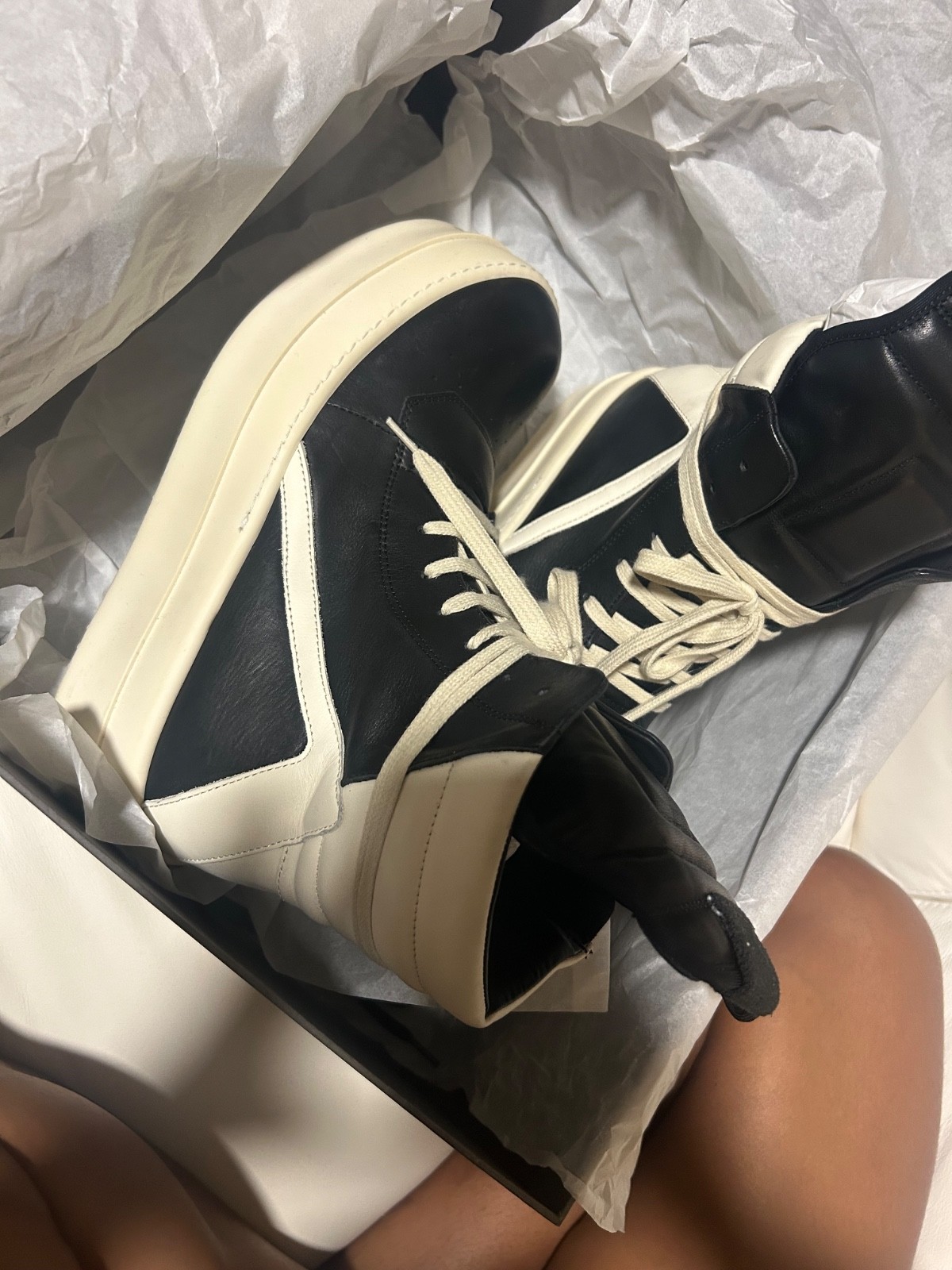 Rick Owens Runway Mega Bumper Geobasket FW23 Black/Milk Size 41 Worn Once image 4