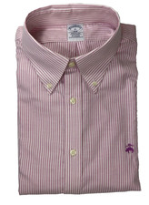 Brooks Brothers Non-Iron Stretch XL Oxford Polo Shirt Button-Down Collar Stripe