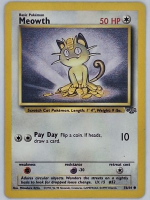 Meowth Jungle 56/64 Pokemon Card Heavily Played 