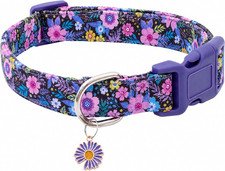 Cotton Dog Collar Cute Dog Collars for Small Medium Large Dogs Purple Floral Col