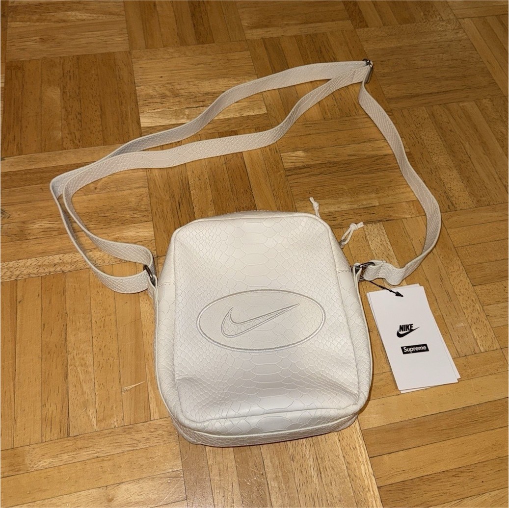 Supreme x Nike Leather Shoulder Bag White SS25 | eBay