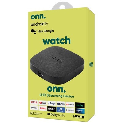 Ultra HD onn Android TV Box with Voice Remote & HDMI Cable-~