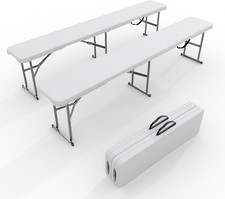 Portable Folding Bench 6 Foot 2Pack Plastic Foldable HDPE Outdoor Picnic Camping