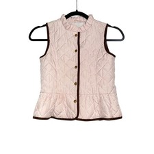 Janie and Jack The Quilted Peplum Pink Vest in Pearl 7-8