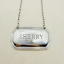 Vintage Sterling Silver Decanter Liquor Label for Sherry Bottle Accessory