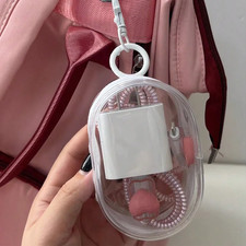 Portable Mini Transparent Storage Bag with Zipper, Multifunctional Headphone and