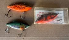 3 Bill Lewis Rat-L-Trap Fishing Lure, New In Box Red craw plus 2 rare colors VTG