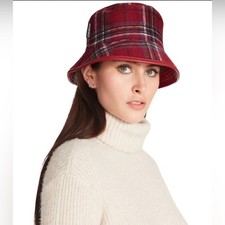 Steve Madden Plaid Bucket Hat Grey OS Reversi...
