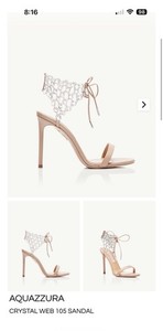 Aquazzura Crystal Ankle Strap Stiletto Heels Powder Pink Nickel Leather 38 