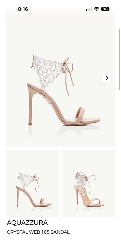 Aquazzura Crystal Ankle Strap Stiletto Heels Powder Pink Nickel Leather 38 