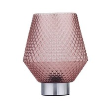 Modern Battery Operated Table Lamp or Bedside Light Chrome with Glass