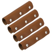 4 Pcs Leather Luggage Handle Wraps Pebbled Texture Silver Buckle, Brown