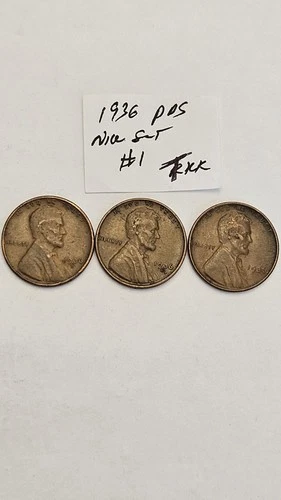wheat penny 1936-P,1936-D,1936-S XF/AU SET LINCOLN CENTS 1936,1936D,1936S LOT #1