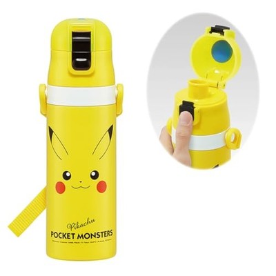Skater Kids' Water Bottle 470ml Direct Drinking Pokemon Pikachu Face Design Size
