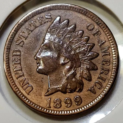 1899 Indian Head Cent - XF Details: Cleaned, Nice Obverse Toning!