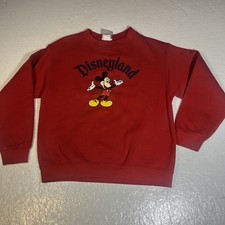 Vintage Mickey Mouse Disneyland Sweatshirt Red Youth Large 10/12 Made In USA