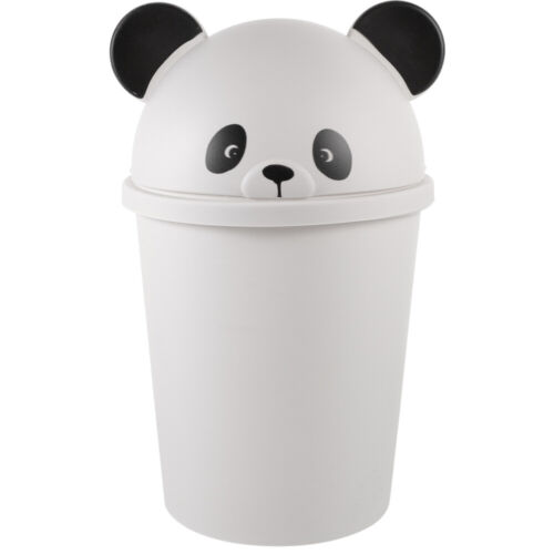  Mini cubo de basura cubo de basura dibujos animados cubo de basura panda con tapa - Imagen 1 de 16