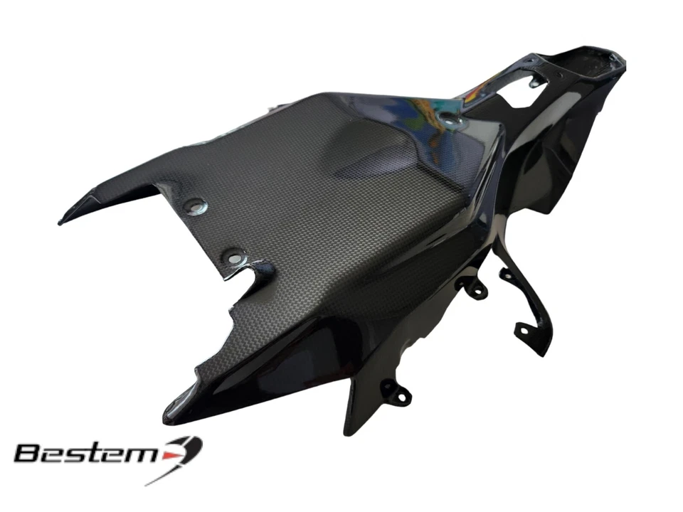 2015-2019 R1 R1M R1S fibra de carbono bandeja trasera cubierta carenado tejido de sarga Foto 3 de 4