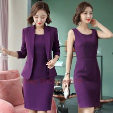Casual Office Wear For Women Business Uniform Blazer Dress Suit Work 2 Piece Set