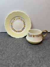 Miniature Rose Crown Bone China Cup and Saucer Yellow Floral Demitasse