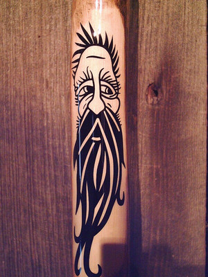 hiking stick 61'' wood spirit face EPOXY COATED into the wood staff MADE IN USA