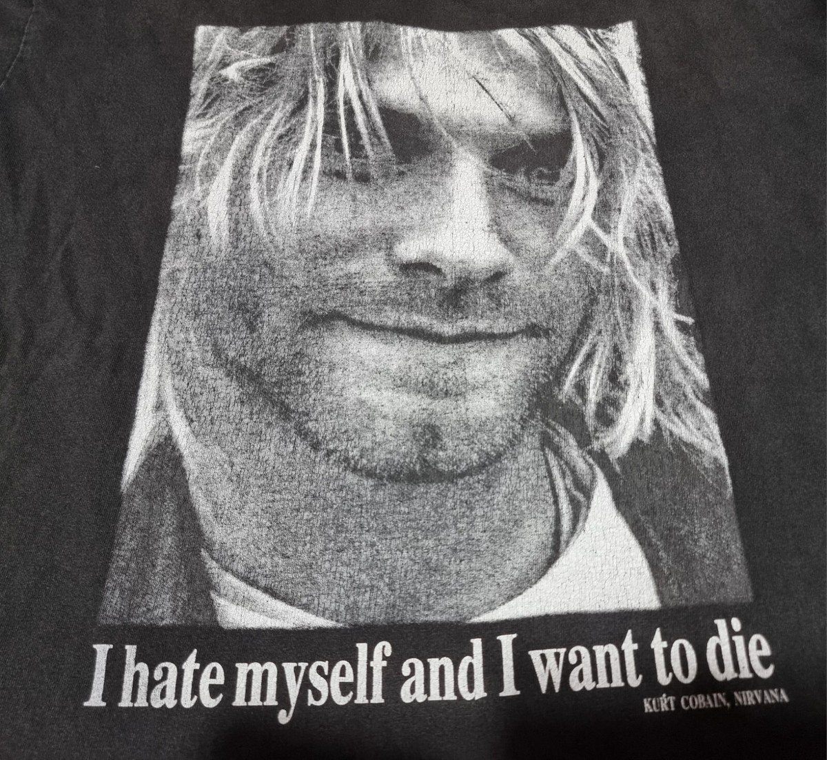 rare vintage 90s Kurt cobain Nirvana “I Hate Myself I Want To Die 