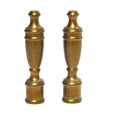 2 MATCHING VINTAGE BRASS FINISH LAMP FINIAL  1/4 THREAD