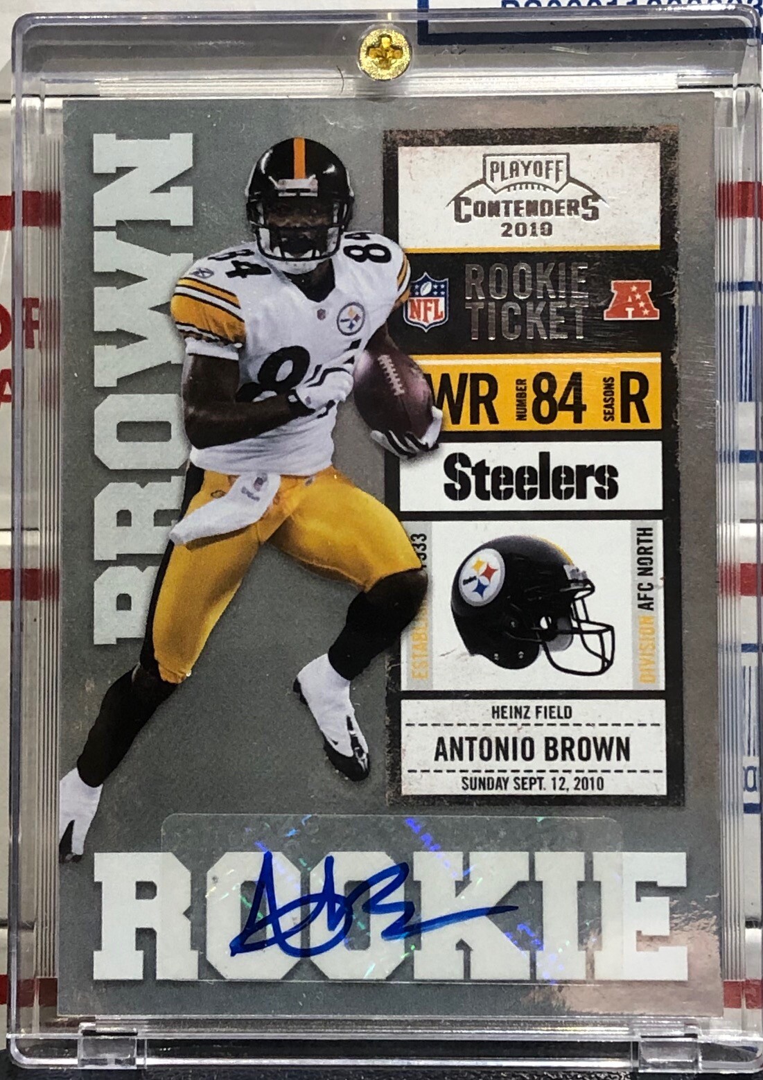 2010 PLAYOFF CONTENDERS ANTONIO BROWN ROOKIE, #105, AUTO, SUPER BOWL LV CHAMPION