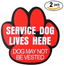 Service Dog Lives Here DECAL STICKER Home Awareness Weatherproof Decals 2-Pack