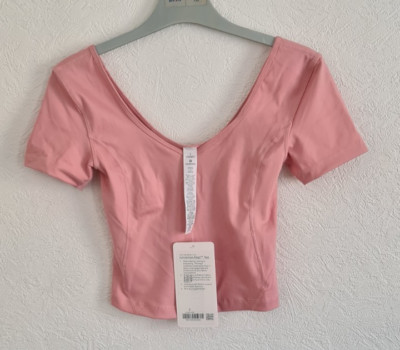 NEU MIT ETIKETT LULULEMON GRÖSSE 2 UK6 ALIGN T-SHIRT PINK