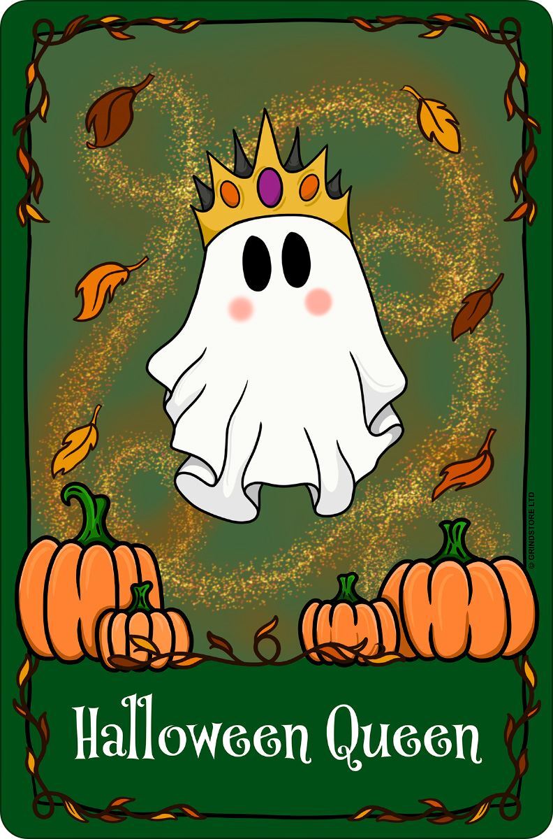 Halloween Queen Ghost Tarot Greet Tin Card