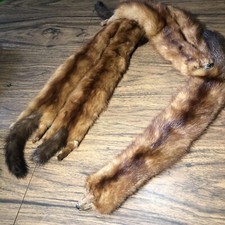 Antique 5 Mink Fur Full Body Pelt Boa Wrap Stole Tails  Heads Davidsons