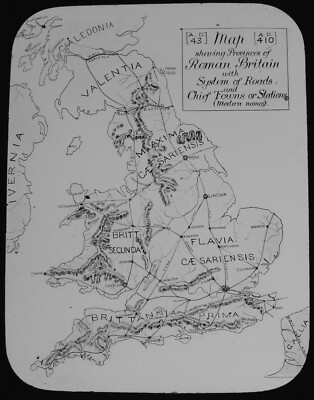 KARTE VON RÖMISCH-BRITANNIEN ZEIGT STRASSEN UND STÄDTE UM 1901 Magische Laternenfolie ENGLAND