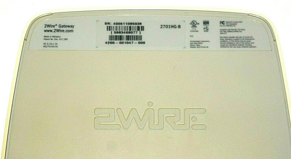AT&T 2Wire 2701HG-B Wireless 4-Port 10/100 Gateway DSL Router Modem - Image 4 of 4