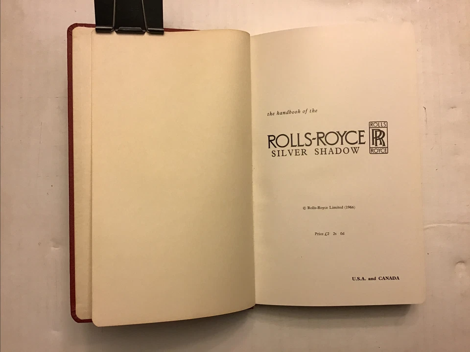 Rolls Royce Silver Shadow Nuevo de Lote Antiguo Manual del Propietario 1966 EE. UU./Canadá 1ª Edición TSD2216 Foto 2 de 4