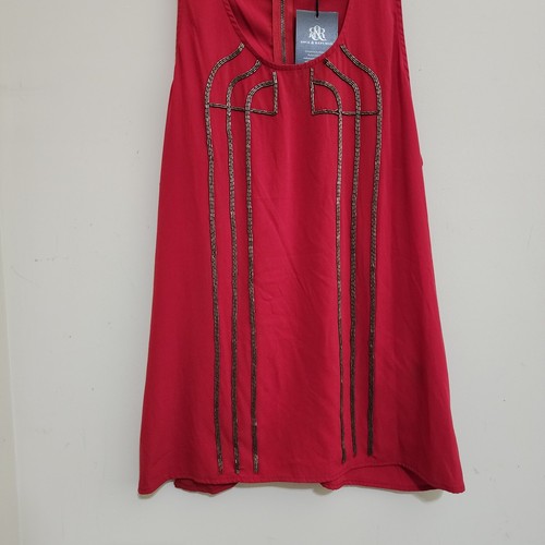 nwt ROCK & REPUBLIC Large Sleeveless Beaded Artsy Embellished Boho Tank Red - Picture 4 of 16